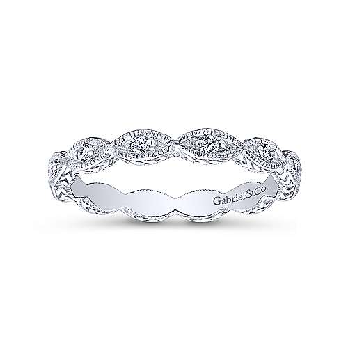 Gabriel & Co. LR4381W45JJ – 14K White Gold Diamond Bujukan Marquise Station Stackable Ring