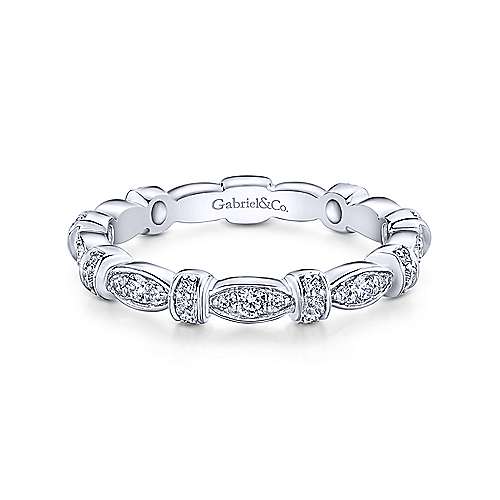 Gabriel & Co. LR4579W45JJ – Dazzling Geometric 14K White Gold Stackable Diamond Ring