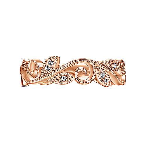 Gabriel & Co. LR4593K45JJ – 14K Rose Gold Scrolling Floral Diamond Stackable Ring