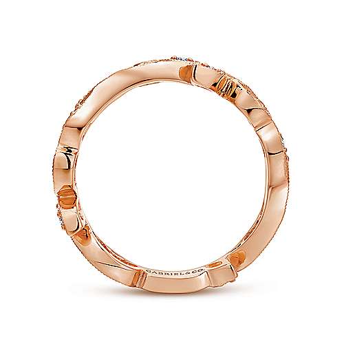 Gabriel & Co. LR4593K45JJ – 14K Rose Gold Scrolling Floral Diamond Stackable Ring