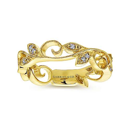 Gabriel & Co. R4593Y45JJ – 14K Yellow Gold Stackable Diamond Ring