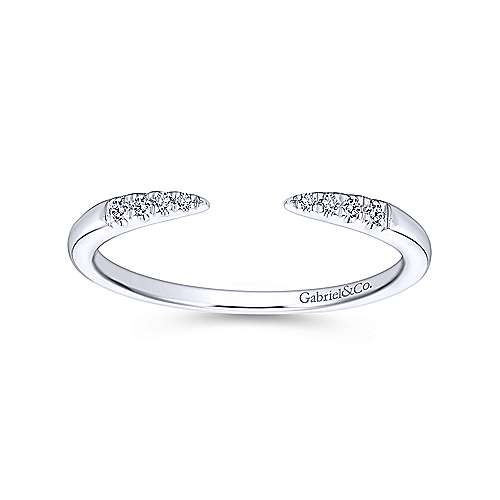 Gabriel & Co. LR51177W45JJ – 14K White Gold Open Diamond Tipped Stackable Ring