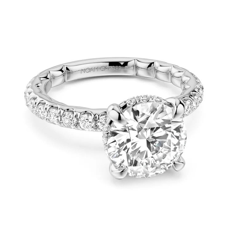 14KW Classic Four Prong Sidestone Oval-Shape Luna Engagement Ring
