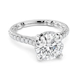 Noam Carver LU003-01WM2-A  14K White Gold Luna Round Diamond Engagement Ring with 2mm Band