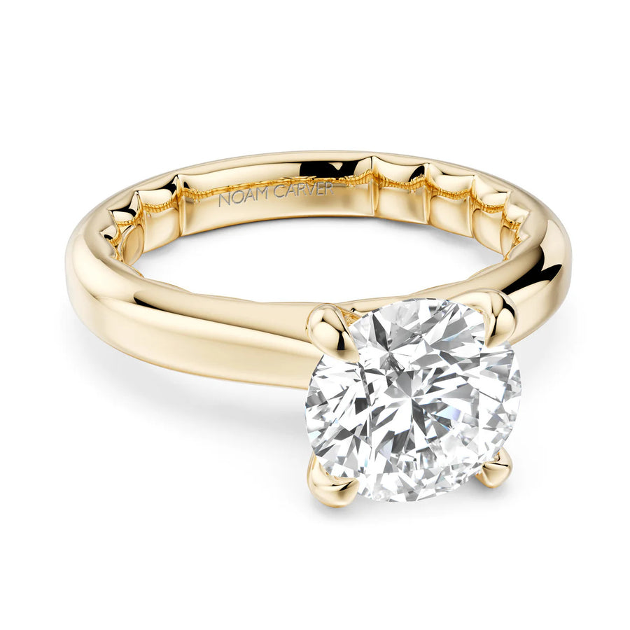 Noam Carver Luna High Polish Cigar Cathedral Solitaire Engagement Ring