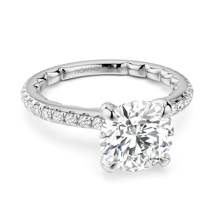 14K Four-Prong Round-Shape Sidestone Luna Engagement Ring