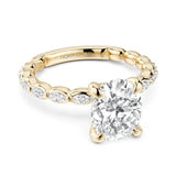 Noam Carver LU018-02YA2-A – Luna Collection Marquise-Accented Four-Prong Oval Diamond Engagement Ring, 14K Yellow Gold