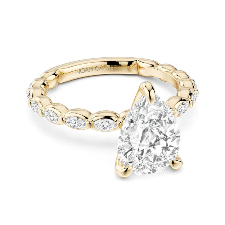 14K Marquise-Accented Pear Shape Luna Diamond Ring