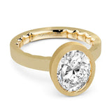 Noam Carver LU024-02YA25-A – Luna Collection Classic Bezel Oval Diamond Solitaire Engagement Ring, 14K Yellow Gold
