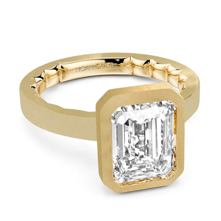 14K Classic Bezel Emerald-Shape Solitaire Ring