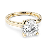 Noam Carver LU026-01YA2-A – Luna Collection Round Brilliant Three-Stone Diamond Engagement Ring, 14K Yellow Gold