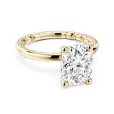 Noam Carver LU027-02YA18-A – Luna Collection Classic Four-Prong Oval Diamond Solitaire Engagement Ring, 14K Yellow Gold