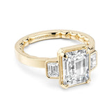Noam Carver LU028-01YA2-A – Luna Collection Emerald-Shape Three-Stone Diamond Engagement Ring, 14K Yellow Gold