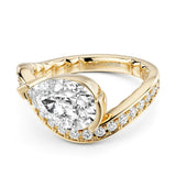 Noam Carver LU031-01YA25-A – Luna Collection Halo Curved Pear-Shaped Diamond Engagement Ring, 14K Yellow Gold