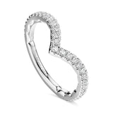 Noam Carver LUST004-01WA16 – Luna Collection Heart-Shape Sidestone Diamond Wedding Band, 14K White Gold