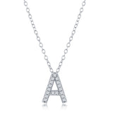 Classic of New York M-4866 – Sterling Silver CZ “A” Initial Pavé Pendant Necklace, Personalized Jewelry