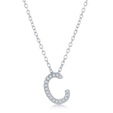 Classic of New York M-4868 – Sterling Silver CZ “C” Initial Pavé Pendant Necklace, Personalized Jewelry