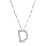 Classic of New York M-4869 – Sterling Silver CZ “D” Initial Pavé Pendant Necklace, Personalized Jewelry