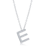 Classic of New York M-4870 – Sterling Silver CZ “E” Initial Pavé Pendant Necklace, Personalized Jewelry