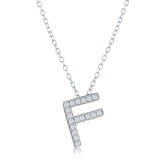 Classic of New York M-4871 – Sterling Silver CZ “F” Initial Pavé Pendant Necklace, Personalized Jewelry