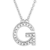 Classic of New York M-4872 – Sterling Silver CZ “G” Initial Pendant Necklace, Personalized Jewelry