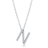 Classic of New York M-4879 – Sterling Silver CZ “N” Initial Pavé Pendant Necklace, Personalized Jewelry
