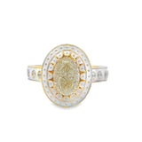 Noam Carver NCAW-06YM-200A-C  14K Yellow Gold & White Enamel Oval Diamond Ring with Accent Diamonds
