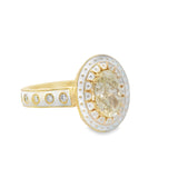 Noam Carver NCAW-06YM-200A-C  14K Yellow Gold & White Enamel Oval Diamond Ring with Accent Diamonds