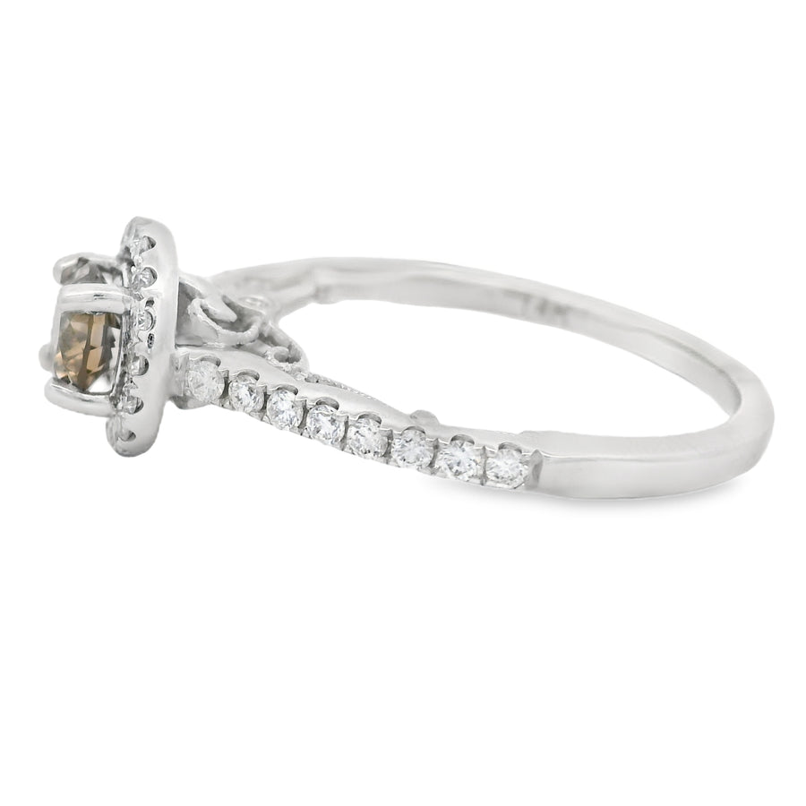 White Gold Chocolate Diamond Halo Engagement Ring