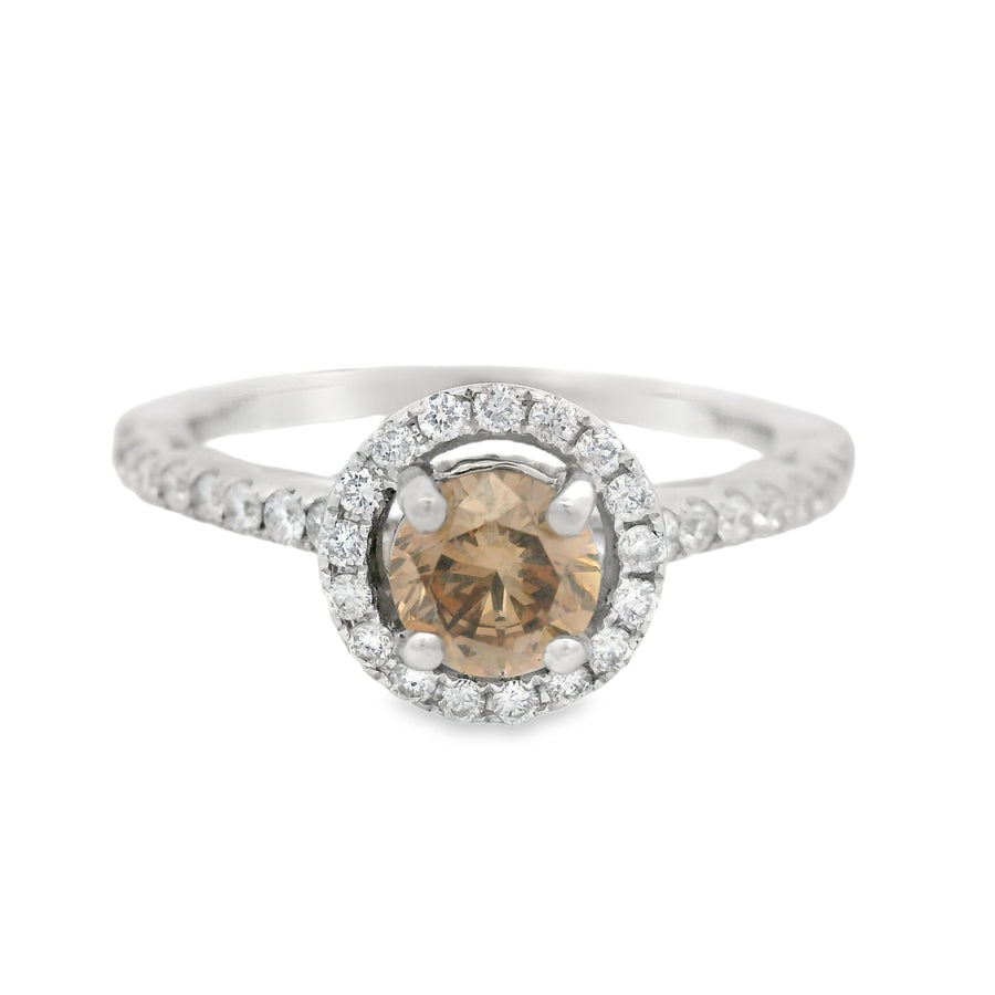 White Gold Chocolate Diamond Halo Engagement Ring