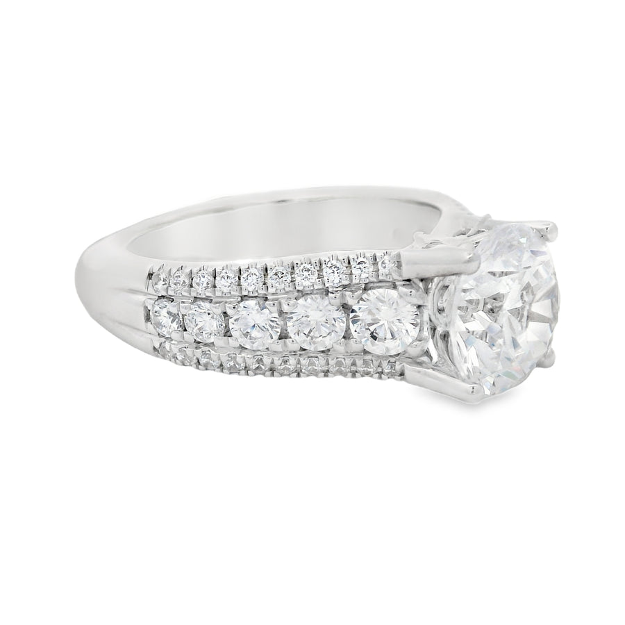 A.Jaffe - Modern Three Row Diamond Pavé Engagement Ring Setting