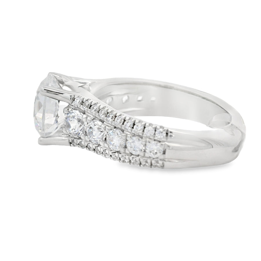 A.Jaffe - Modern Three Row Diamond Pavé Engagement Ring Setting