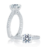 Exquisite Quilted Interior Four Prong Diamond Engagement Ring