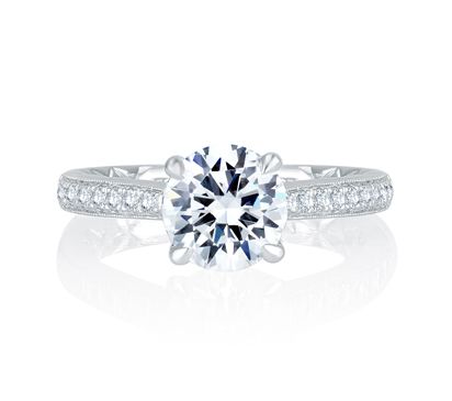 Exquisite Quilted Interior Four Prong Diamond Engagement Ring