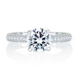 Exquisite Quilted Interior Four Prong Diamond Engagement Ring