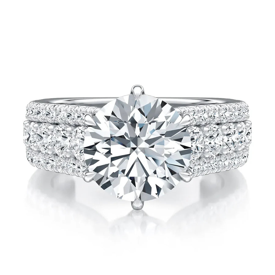 A.Jaffe Modern Three Row Diamond Pave Engagement Ring