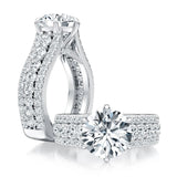 A.Jaffe Modern Three Row Diamond Pave Engagement Ring