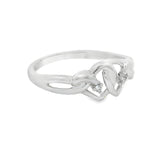 White Gold Double Heart Diamond Ring