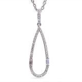 White Gold Trendy Dia Tear Drop Neckalce