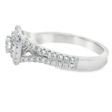 Double Halo Round Brilliant Split Shank Diamond Engagement Ring