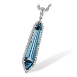 Allison Kaufman Co. – 14K White Gold Necklace with 3.47ct London Blue Topaz & 0.23cttw Diamonds (N8073)