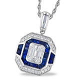 14KW Sapphire Diamond Pendant Necklace