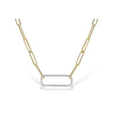 14KY Gold Paper Clip Chain Diamond Link Necklace