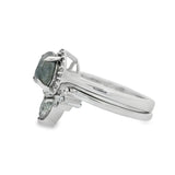 White Gold Salt And Pepper Diamond Halo Wedding Set