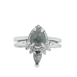 White Gold Salt And Pepper Diamond Halo Wedding Set