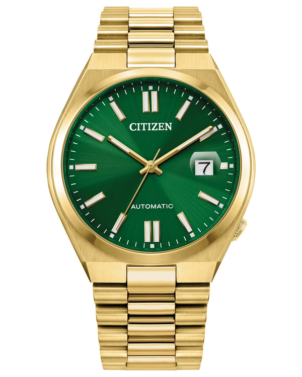 Citizen Tsuyosa NJ0152-51X – Automatic Gold-Tone Stainless Steel Bracelet, Sunray Green Dial Men’s Watch