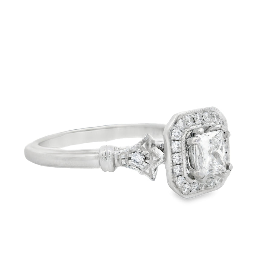 Noam Carver - White Gold Princess Cut Diamond Halo Engagement Ring