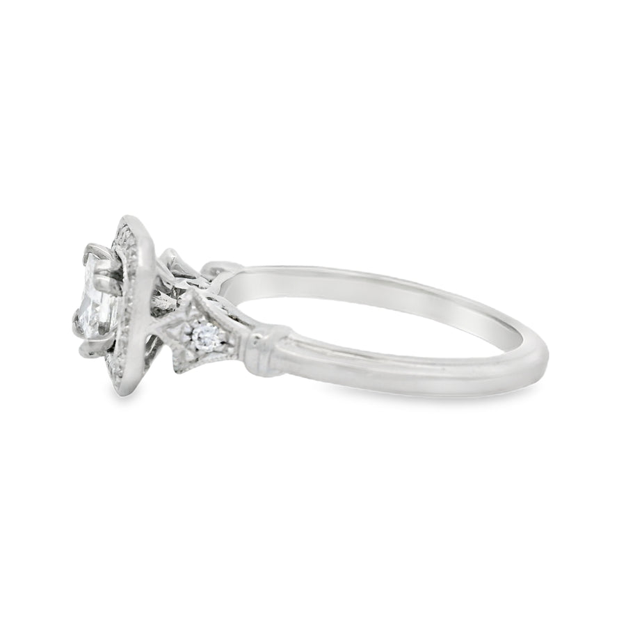 Noam Carver - White Gold Princess Cut Diamond Halo Engagement Ring