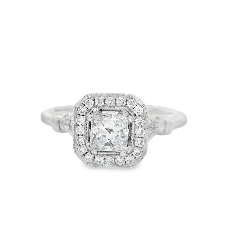 Noam Carver - White Gold Princess Cut Diamond Halo Engagement Ring