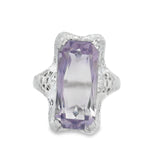 Vintage White Gold Antique Cut Amthyest Ring